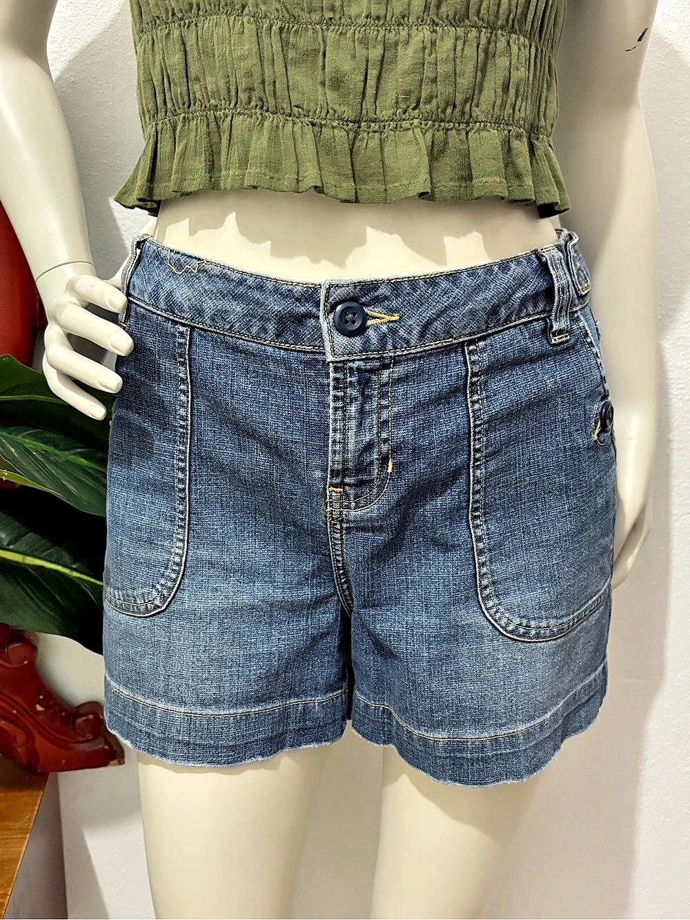 Y2K Route 66 Cotton Blend Denim Casual Women's Jean Shorts Blue Size 10